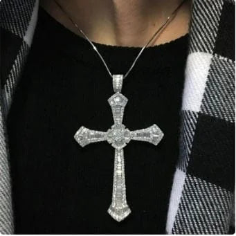 Y2K Uni Big Cross Necklace – Statement Retro 2000s Aesthetic