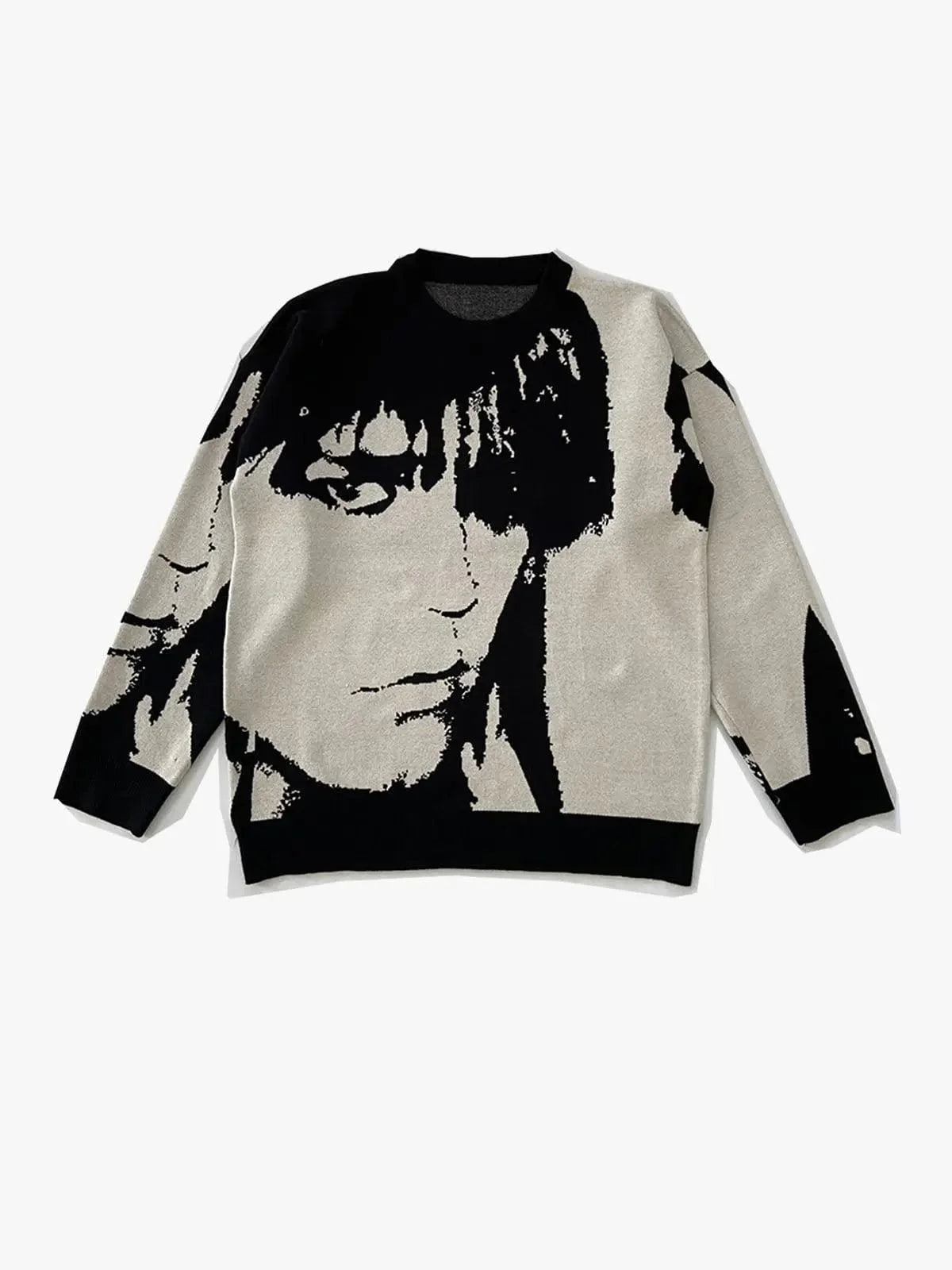 Y2K Uni Face Print Sweater – Bold Vintage 2000s Aesthetic