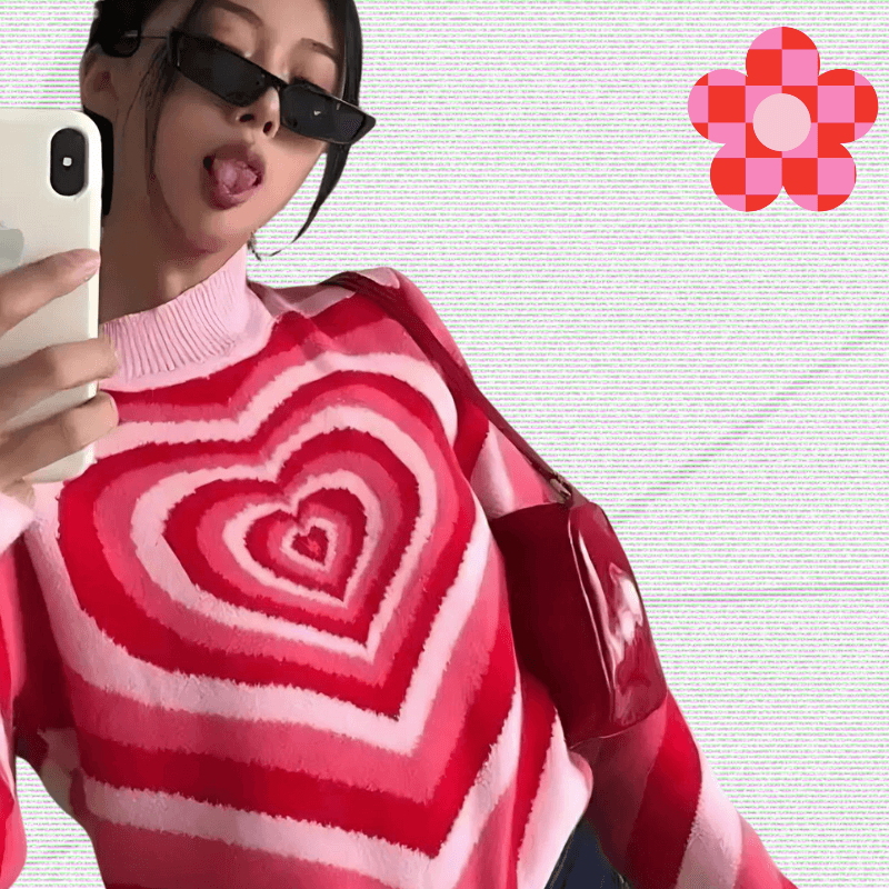 Y2K Uni Heart Sweater – Sweet Vintage 2000s Style